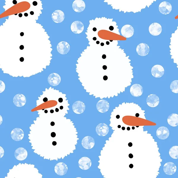 Winter Seamless Snowman Snowflakes Pattern Christmas Wrapping Paper Kids Notebooks — Foto de Stock