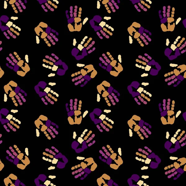 Handprint Seamless Team Work Pattern School Fabrics Kids Hobbies Wrapping — Stock Photo, Image