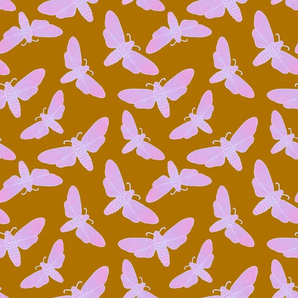Halloween Butterfly Seamless Moth Sculls Pattern Clothes Print Accessories Fabrics — Fotografia de Stock