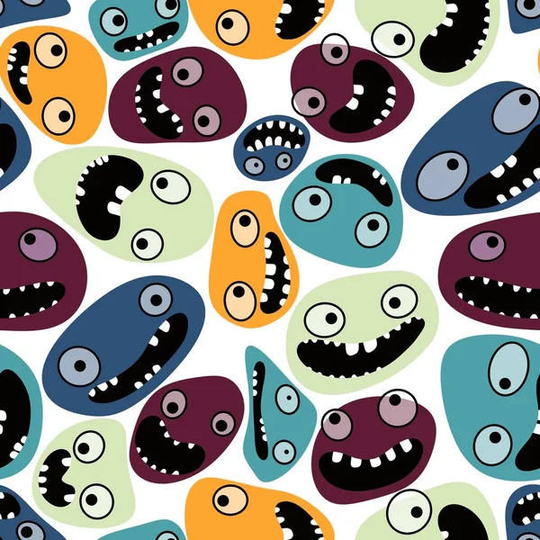 Cartoon kids store monsters seamless aliens kawaii pattern for clothes print and wrapping paper and accessories and school notebooks and fabrics . High quality illustration