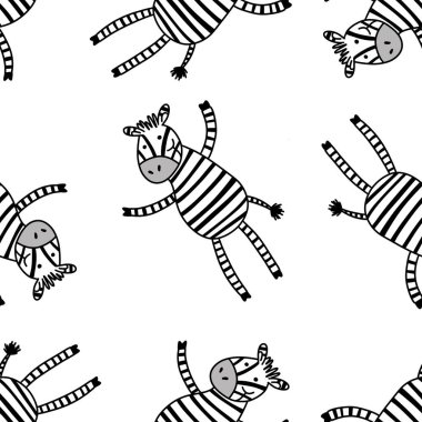 Cartoon kids animals seamless zebra pattern for wrapping paper and notebooks and clothes print and accessories and fabrics. High quality illustration