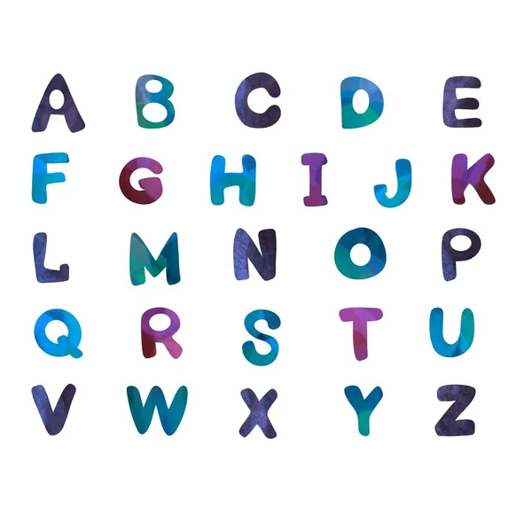 Set English Cartoon Alphabet Stickers Kids School Accessories Notebooks Fabrics — Stock Photo, Image