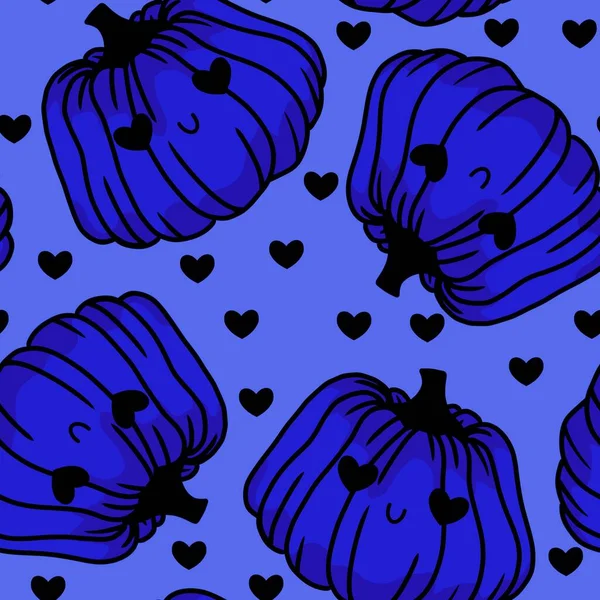 Cute Cartoon Halloween Seamless Kawaii Pumpkins Pattern Kids Wrapping Paper — Stock Photo, Image