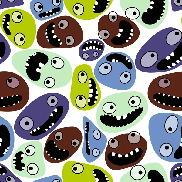 Cartoon Kids Store Monsters Seamless Aliens Kawaii Pattern Clothes Print — ストック写真