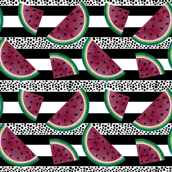 Summer Fruit Seamless Watermelon Cartoon Slice Pattern Clothes Print Wrapping — ストック写真