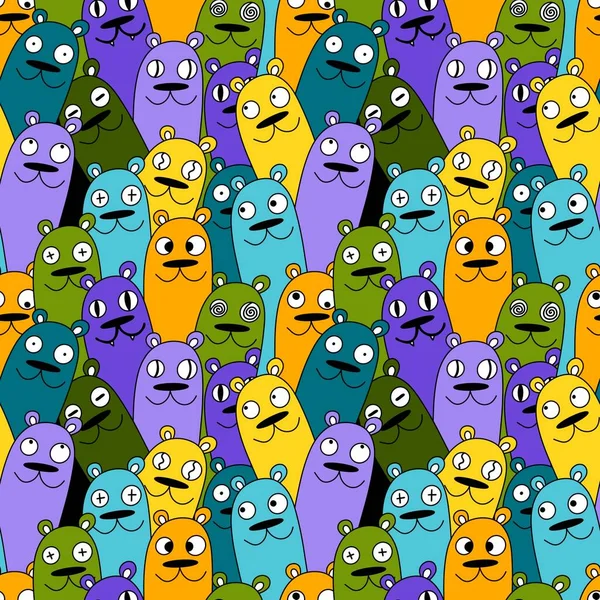 Halloween Seamless Cartoon Bear Monsters Pattern Wrapping Paper Clothes Print — Stock Photo, Image