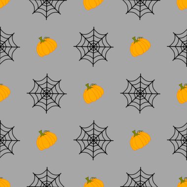 Cadılar Bayramı 'nda kağıt, giysi baskısı, kumaş, aksesuar, not defteri ve çocuklar için kusursuz şeytani çizgi film deseni. Yüksek kaliteli illüstrasyon