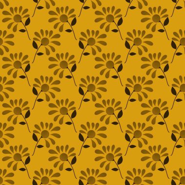 Aksesuarlar, ambalaj kağıtları, giysi baskıları ve çocukların kumaş defterleri için basit, pürüzsüz etnik çiçek deseni. Yüksek kaliteli illüstrasyon