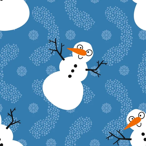 Winter Seamless Snowman Snowflakes Pattern Christmas Wrapping Paper Kids Notebooks — Zdjęcie stockowe