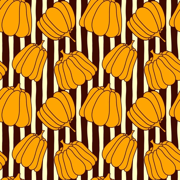 Autumn Cartoon Line Art Seamless Pumpkins Pattern Clothes Print Wrapping —  Fotos de Stock