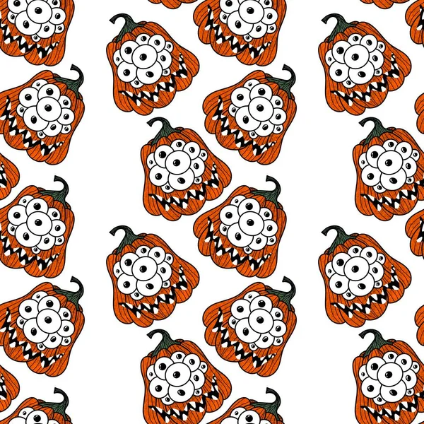 Halloween Seamless Monster Pumpkins Eyes Pattern Wrapping Paper Fabrics Accessories — ストック写真