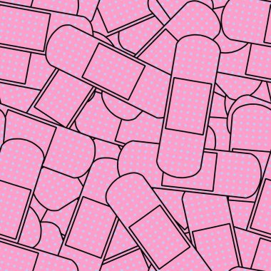 Giysi baskısı, ambalaj kağıdı, not defteri, aksesuar, eczane ve çocuklar için tıbbî alçı yama deseni. Yüksek kaliteli illüstrasyon