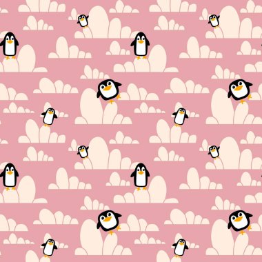 Noel gazetesini, elbiseleri, baskıyı, çocukları, aksesuarları ve defterleri paketlemek için kusursuz penguen desenleri. Yüksek kaliteli illüstrasyon