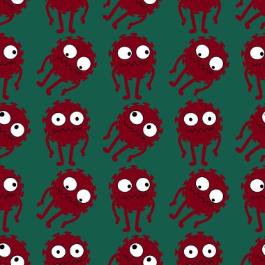 Giysi baskısı, ambalaj kağıdı, aksesuar, not defteri ve doktorlar için tıpsız koronavirüs deseni. Yüksek kaliteli illüstrasyon