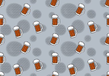 Beer seamless octoberfest pattern for wrapping paper and menu and clothes print and accessories and notebooks and festive. High quality illustration