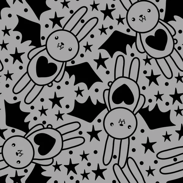 Halloween Rabbit Vampire Seamless Cartoon Pattern Wrapping Paper Clothes Print — 스톡 사진