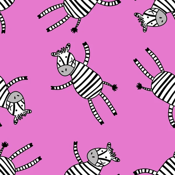 Cartoon Kids Animals Seamless Zebra Pattern Wrapping Paper Notebooks Clothes — Zdjęcie stockowe