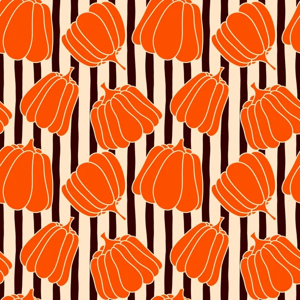 Autumn cartoon line art seamless pumpkins pattern for clothes print and wrapping paper and notebooks and kids accessories and fabrics. High quality illustration