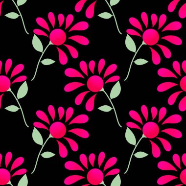 Aksesuarlar, ambalaj kağıtları, giysi baskıları ve çocukların kumaş defterleri için basit, pürüzsüz etnik çiçek deseni. Yüksek kaliteli illüstrasyon