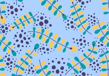 Soyut çiçek dalları dikişsiz çizgi film karalamaları kıyafet baskısı, ambalaj kağıdı, çocuk defterleri, aksesuarlar ve kumaşlar için desenler bırakır. Yüksek kaliteli illüstrasyon