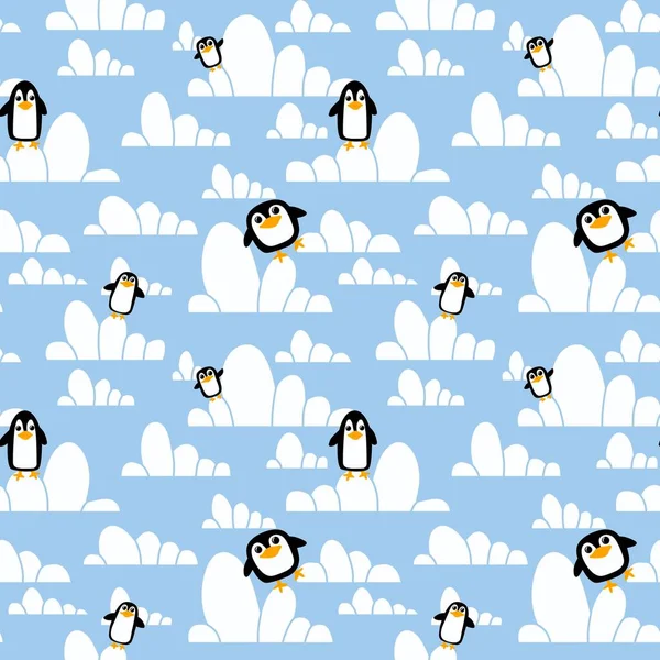 Winter Cartoon Seamless Penguin Pattern Wrapping Christmas Paper Clothes Print — Foto de Stock