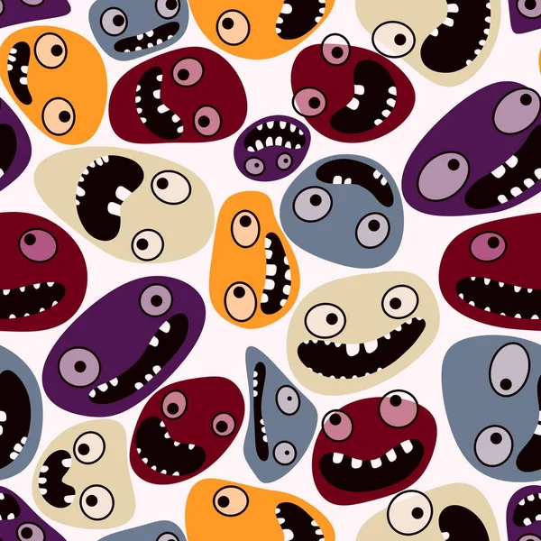 Cartoon Kids Store Monsters Seamless Aliens Kawaii Pattern Clothes Print — ストック写真