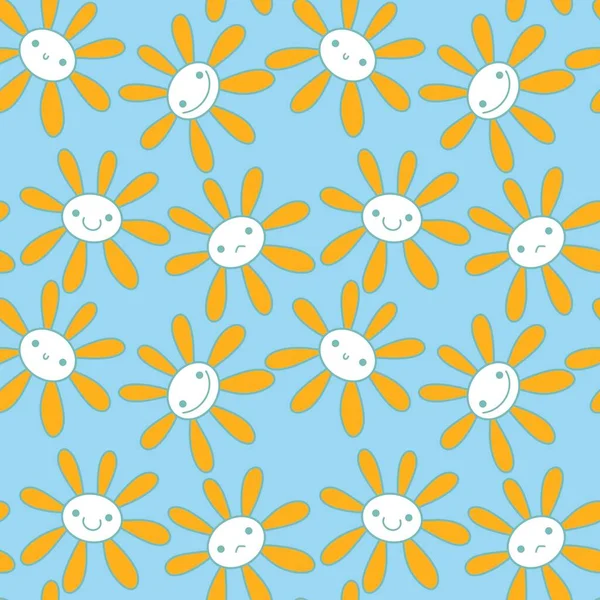 Cartoon Kids Floral Seamless Flower Pattern Fabrics Wrapping Paper Clothes — Zdjęcie stockowe