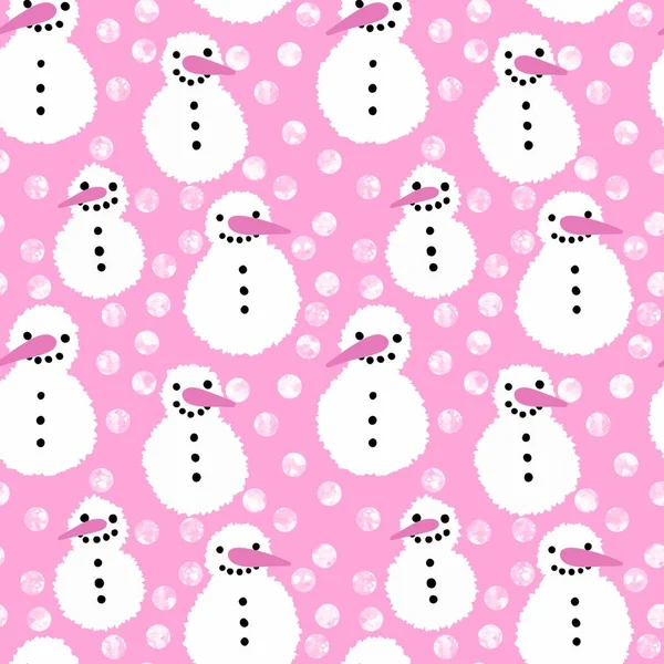 Winter Seamless Snowman Snowflakes Pattern Christmas Wrapping Paper Kids Notebooks — Fotografia de Stock