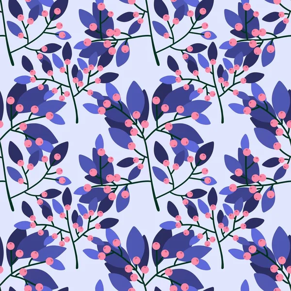 Summary Berries Leaves Branches Seamless Floral Pattern Wrapping Paper Clothes — Stock fotografie