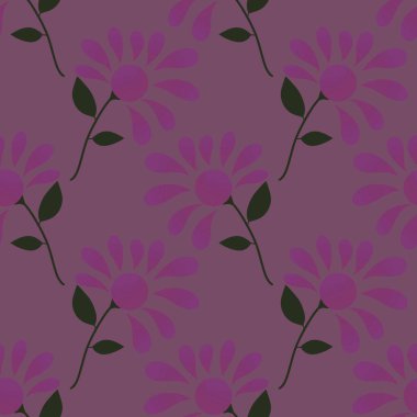 Aksesuarlar, ambalaj kağıtları, giysi baskıları ve çocukların kumaş defterleri için basit, pürüzsüz etnik çiçek deseni. Yüksek kaliteli illüstrasyon