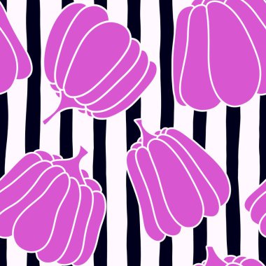 Autumn cartoon line art seamless pumpkins pattern for clothes print and wrapping paper and notebooks and kids accessories and fabrics. High quality illustration