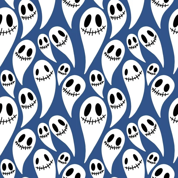 Autumn Halloween Seamless Cartoon Ghost Pattern Fabrics Wrapping Paper Clothes — 스톡 사진