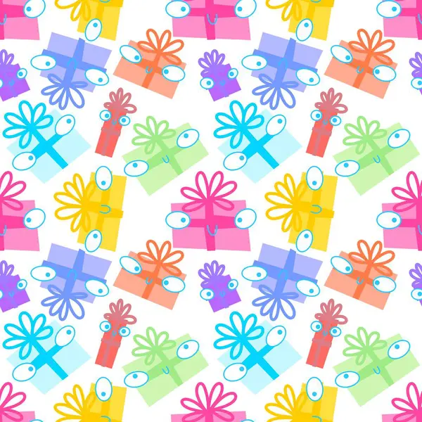 Birthday Gifts Box Seamless Pattern Christmas Wrapping Paper Accessories Notebooks — Stockfoto