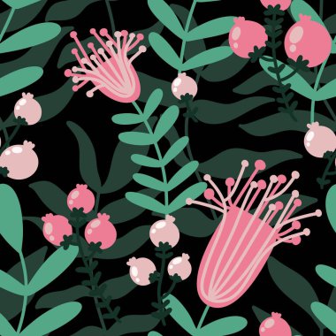 Kumaşlar, giysi baskıları, çocuk aksesuarları, ambalaj kağıtları ve defterler için etnik olmayan basit çiçek desenleri. Yüksek kaliteli illüstrasyon