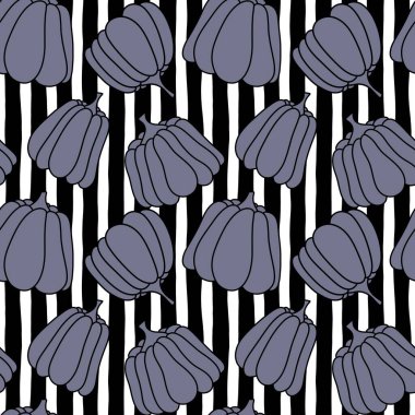 Güz çizgi filmi çizgisi. Kıyafet baskısı, ambalaj kağıdı, not defteri, çocuk aksesuarları ve kumaşları için kusursuz balkabağı deseni. Yüksek kaliteli illüstrasyon