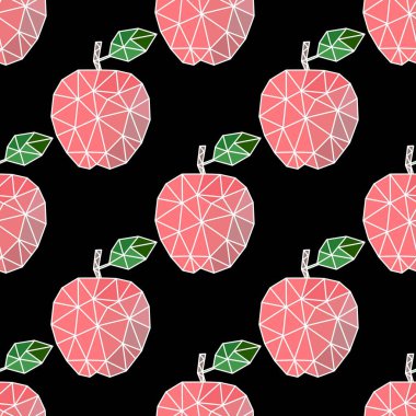 Geometric polygonal fruit seamless apples pattern for wrapping paper and clothes print and kids and accessories and notebooks and fabrics. High quality illustration