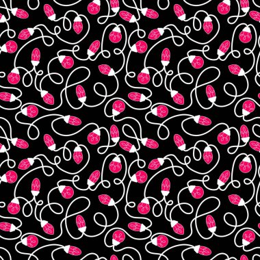 Noel fikri ambalajsız ampul deseni ve çocuklar kumaş, kıyafet baskısı, aksesuarlar ve defterler. Yüksek kaliteli illüstrasyon