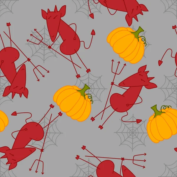Halloween Naadloze Tekenfilm Kwaad Duivel Patroon Voor Het Inpakken Van — Stockfoto