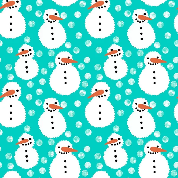 Winter Seamless Snowman Snowflakes Pattern Christmas Wrapping Paper Kids Notebooks — Stockfoto