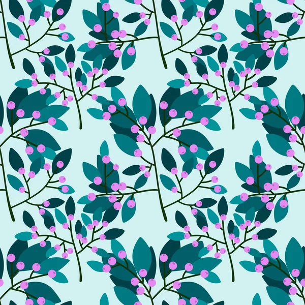 Summary Berries Leaves Branches Seamless Floral Pattern Wrapping Paper Clothes — Zdjęcie stockowe