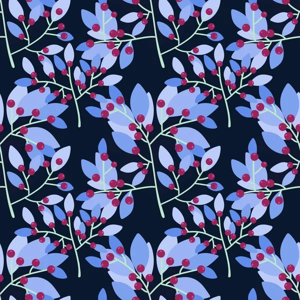 Summary Berries Leaves Branches Seamless Floral Pattern Wrapping Paper Clothes — ストック写真