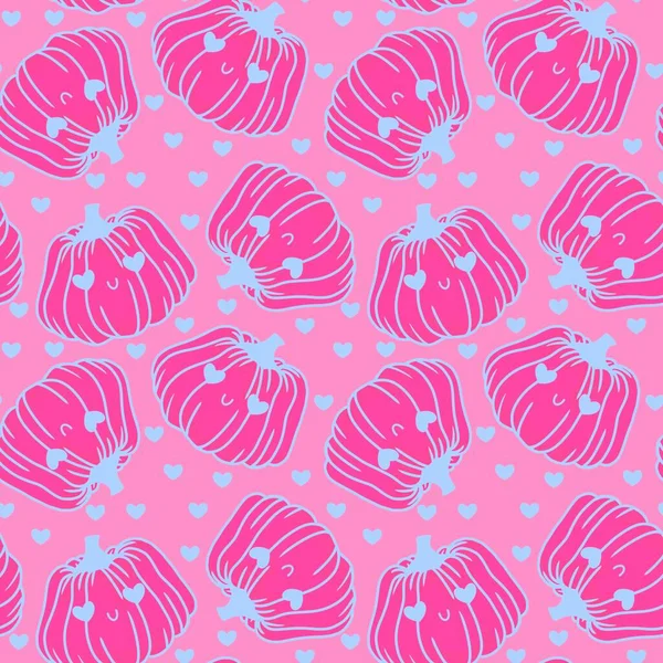 Cute Cartoon Halloween Seamless Kawaii Pumpkins Pattern Kids Wrapping Paper — Stock Photo, Image