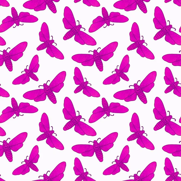 Halloween Butterfly Seamless Moth Sculls Pattern Clothes Print Accessories Fabrics — Photo