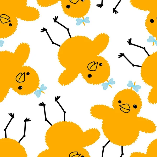 Easter Yellow Seamless Cartoon Cute Chicken Pattern Kids Fabrics Wrapping — Fotografia de Stock