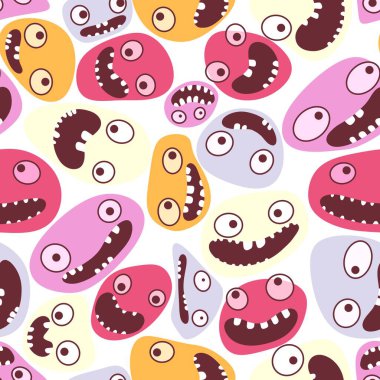 Çizgi filmdeki çocuklar, kıyafet baskısı, ambalaj kağıdı, aksesuar, okul defterleri ve kumaşları için kusursuz uzaylı kawaii desenleri depoluyorlar. Yüksek kaliteli illüstrasyon