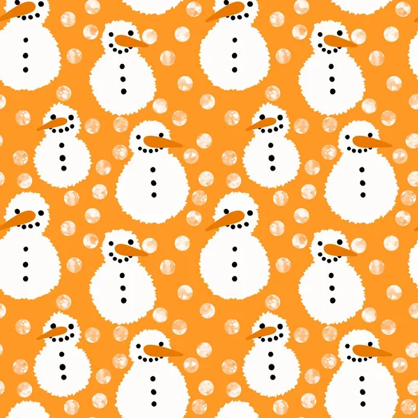 Winter Seamless Snowman Snowflakes Pattern Christmas Wrapping Paper Kids Notebooks — Stockfoto