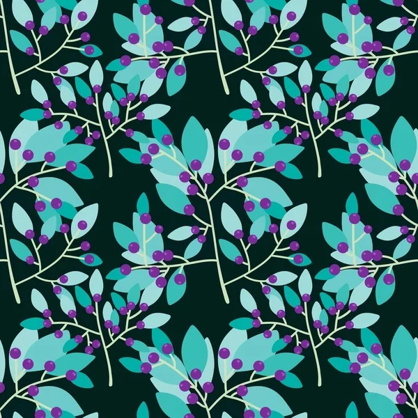 Summary Berries Leaves Branches Seamless Floral Pattern Wrapping Paper Clothes — Zdjęcie stockowe