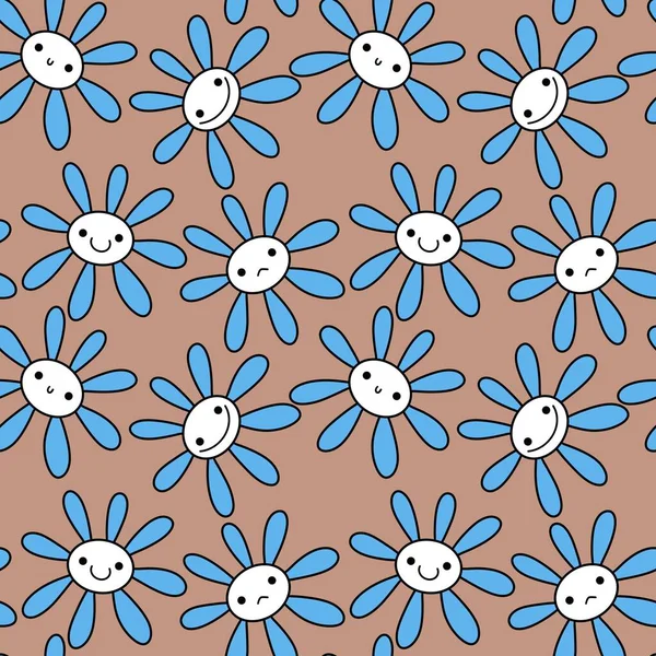 Desenhos Animados Crianças Floral Padrão Flor Sem Costura Para Tecidos — Fotografia de Stock