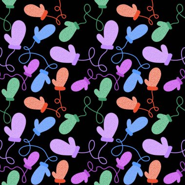 Winter warm kids gloves seamless Christmas weather pattern for wrapping paper and clothes print and accessories and notebooks . High quality illustration
