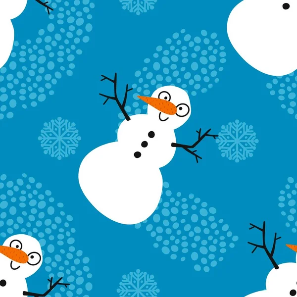 Winter Naadloze Sneeuwman Sneeuwvlokken Patroon Voor Kerstmis Inpakken Papier Kinderen — Stockfoto